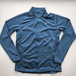 Nike Running Dri-Fit Teal Blue Full-Zip Jacket Pockets Large